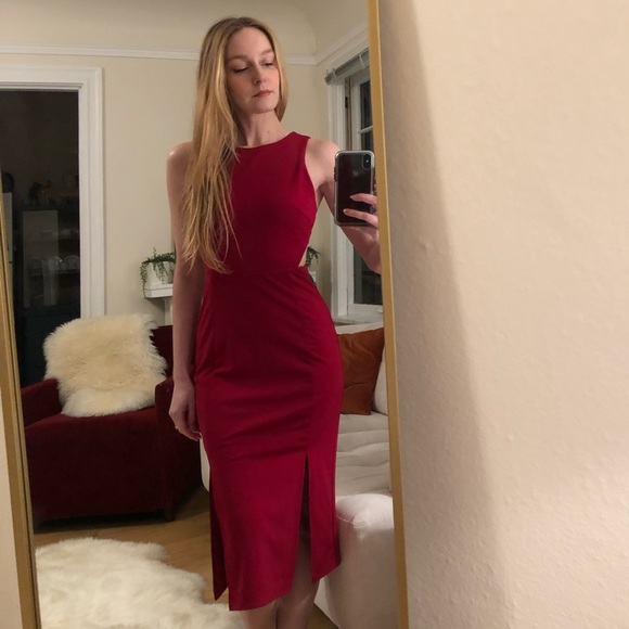 🥂🍾 Red Cut-out Evening Dress Small - Picture 2 of 8